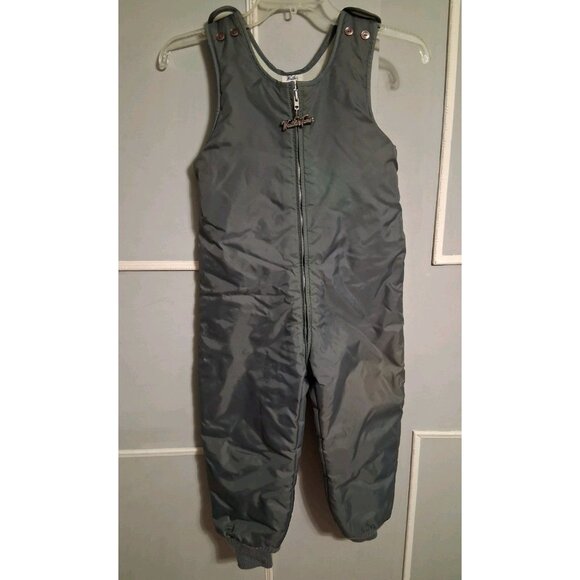 Vtg Weather Tamer Snow Pants Bibs Gray Nylon Kids Size 5T Zip Up & Buttons Ski - Picture 1 of 10